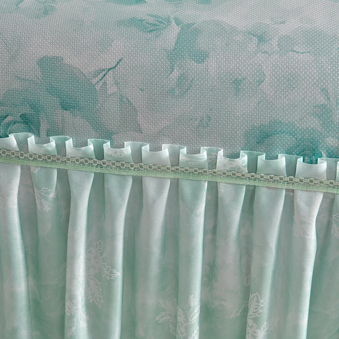 91家纺网 家纺一手货源 找家纺 梦之星 2026新款豆豆冰丝软凉席印花复合床裙款三件套 花语-绿