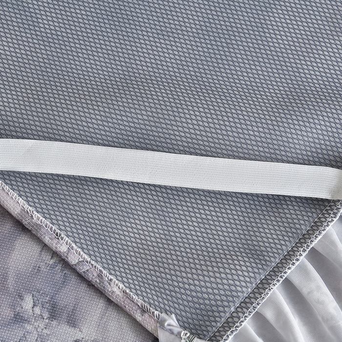 91家纺网 家纺一手货源 找家纺 梦之星 2026新款豆豆冰丝软凉席印花复合床裙款三件套 柔梦-紫