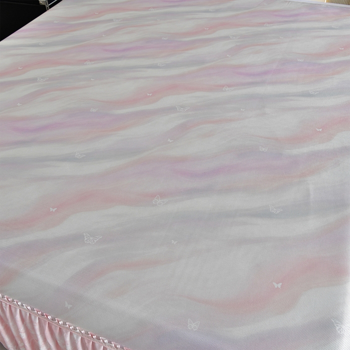 91家纺网 家纺一手货源 找家纺 梦之星 2026新款豆豆冰丝软凉席印花复合床裙款三件套 炫彩-粉