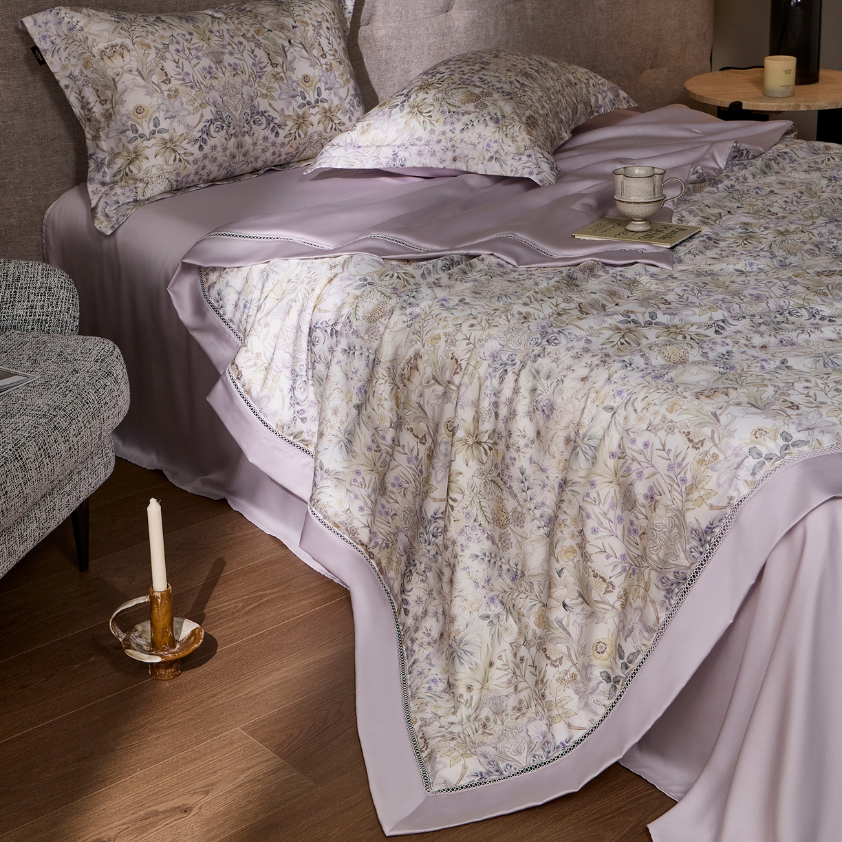 91家纺网 家纺一手货源 找家纺 丽笙被芯 2026新款兰精天丝数码印花蚕丝镂空夏被夏凉被空调被 瑞纳斯-紫