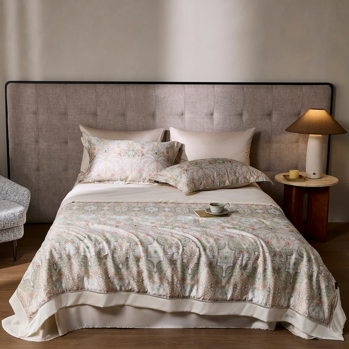 91家纺网 家纺一手货源 找家纺 丽笙被芯 2026新款兰精天丝数码印花蚕丝镂空夏被夏凉被空调被 莎布蕾