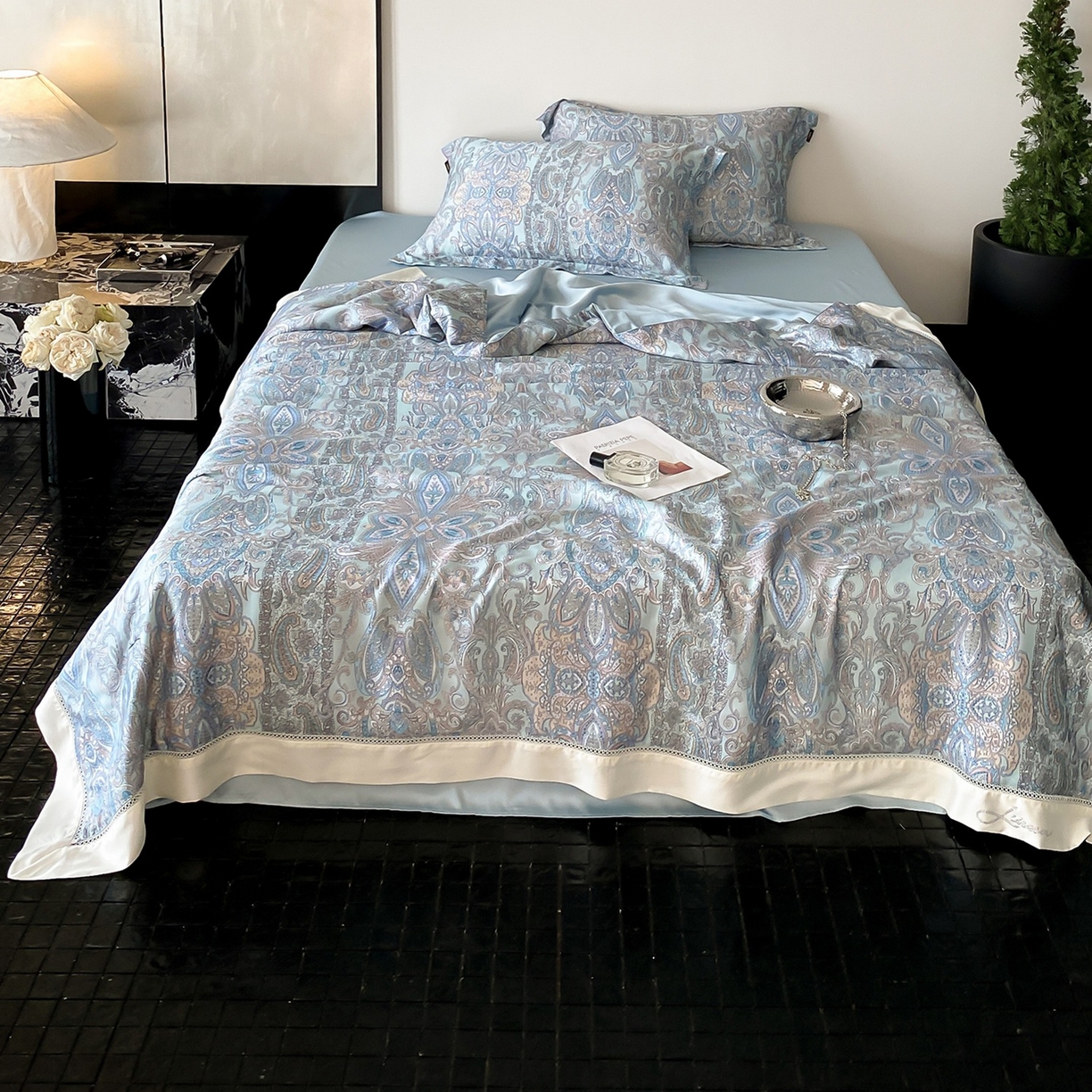 91家纺网 家纺一手货源 找家纺 丽笙被芯 2026新款A类兰精天丝数码印花Naia镂空夏被夏凉被空调被-系列二 娜莉斯