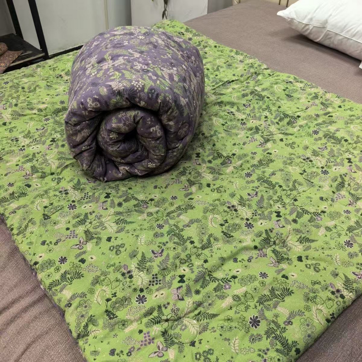 91家纺网 家纺一手货源 找家纺 （总）禧多家纺 2026新款紫色麦穗双层纱午睡被