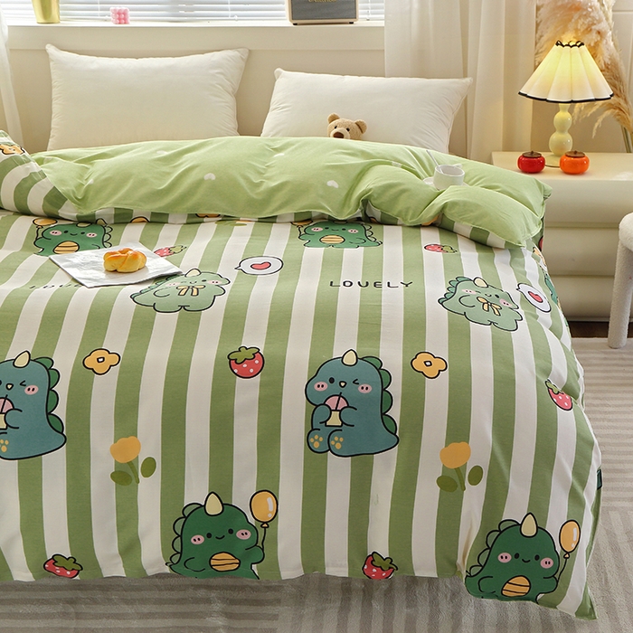 91家纺网 家纺一手货源 找家纺 馨雅家纺 2026新款简欧纯棉印花被套单品被套被套单件 绿条恐龙