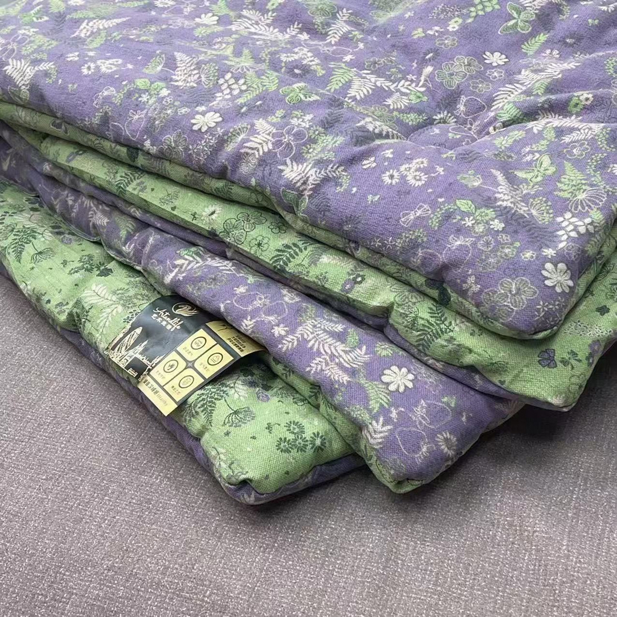 91家纺网 家纺一手货源 找家纺 （总）禧多家纺 2026新款紫色麦穗双层纱午睡被