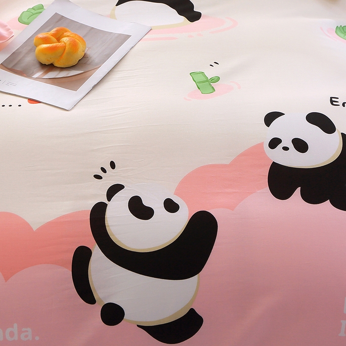 91家纺网 家纺一手货源 找家纺 馨雅家纺 2026新款简欧纯棉印花被套单品被套被套单件 熊猫乐园-粉