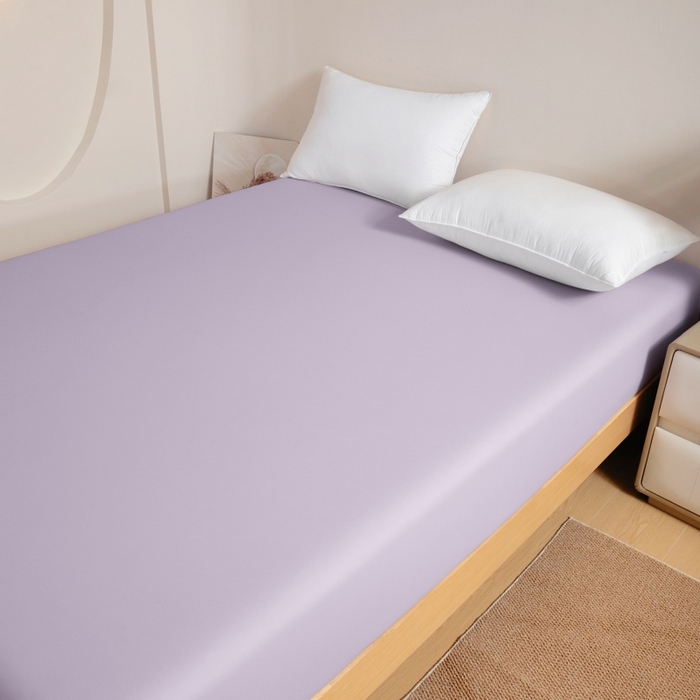 91家纺网 家纺一手货源 找家纺 宇淳国际 2026新款锦氨凉感冰丝床笠 冰沙紫