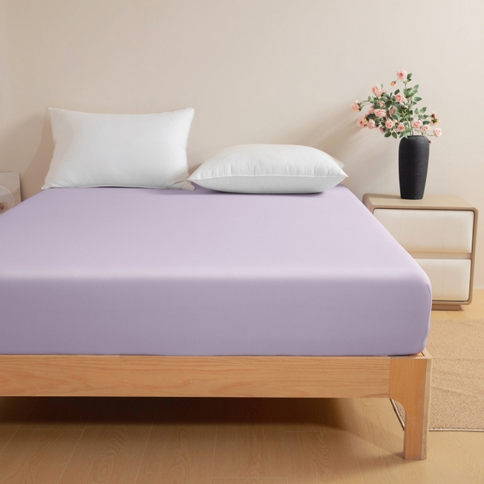 91家纺网 家纺一手货源 找家纺 宇淳国际 2026新款锦氨凉感冰丝床笠 冰沙紫