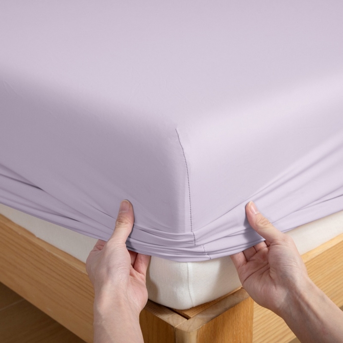 91家纺网 家纺一手货源 找家纺 宇淳国际 2026新款锦氨凉感冰丝床笠 冰沙紫