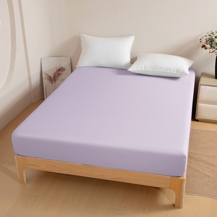 91家纺网 家纺一手货源 找家纺 宇淳国际 2026新款锦氨凉感冰丝床笠 冰沙紫