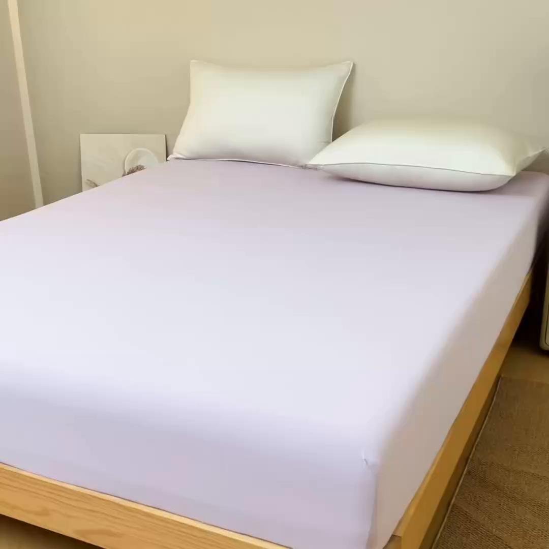 91家纺网 家纺一手货源 找家纺 宇淳国际 2026新款锦氨凉感冰丝床笠 冰沙紫