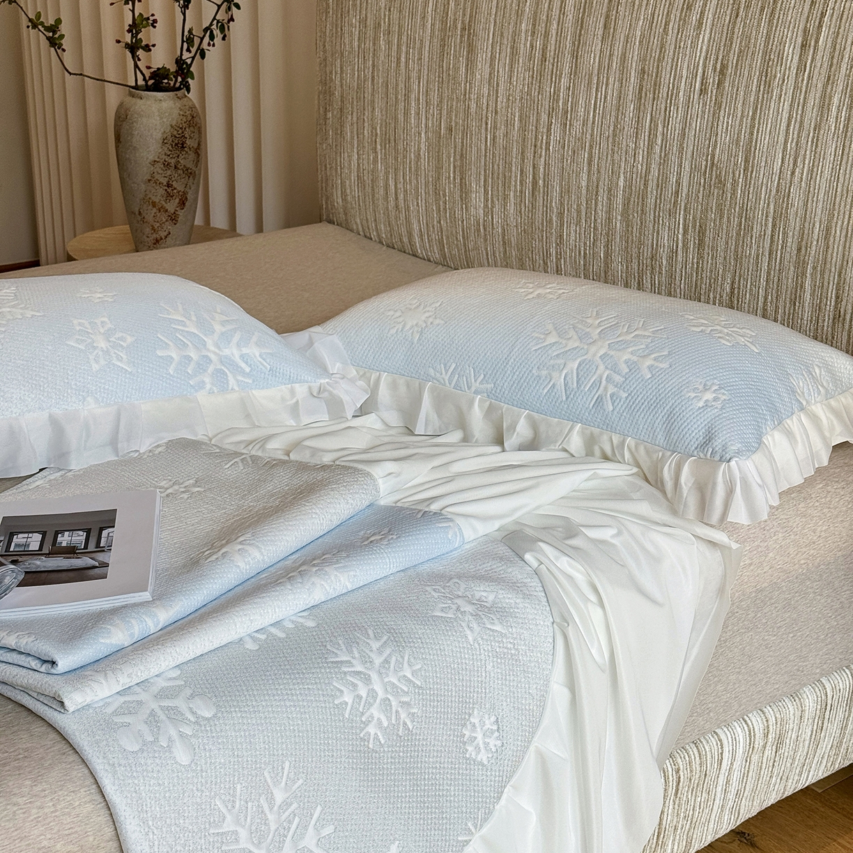 91家纺网 家纺一手货源 找家纺 傲蕾良品 2026新款韩国高分子冰丝软凉席【床裙款】 冰雪奇缘
