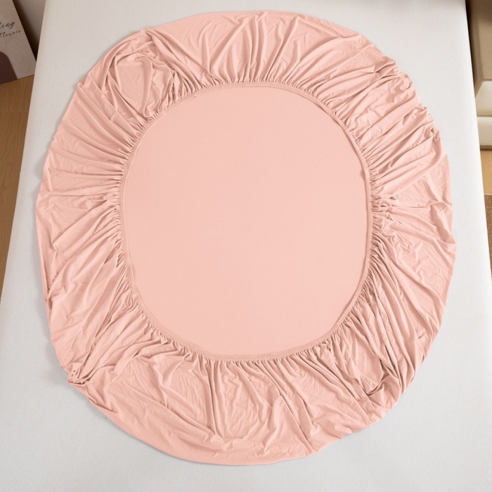 91家纺网 家纺一手货源 找家纺 宇淳国际 2026新款锦氨凉感冰丝床笠 桃粉