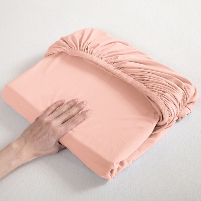 91家纺网 家纺一手货源 找家纺 宇淳国际 2026新款锦氨凉感冰丝床笠 桃粉