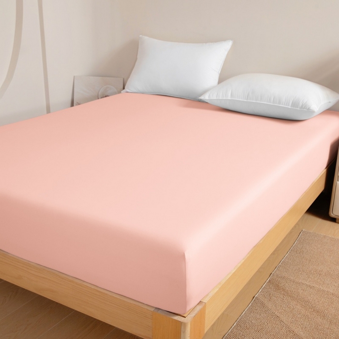 91家纺网 家纺一手货源 找家纺 宇淳国际 2026新款锦氨凉感冰丝床笠 桃粉