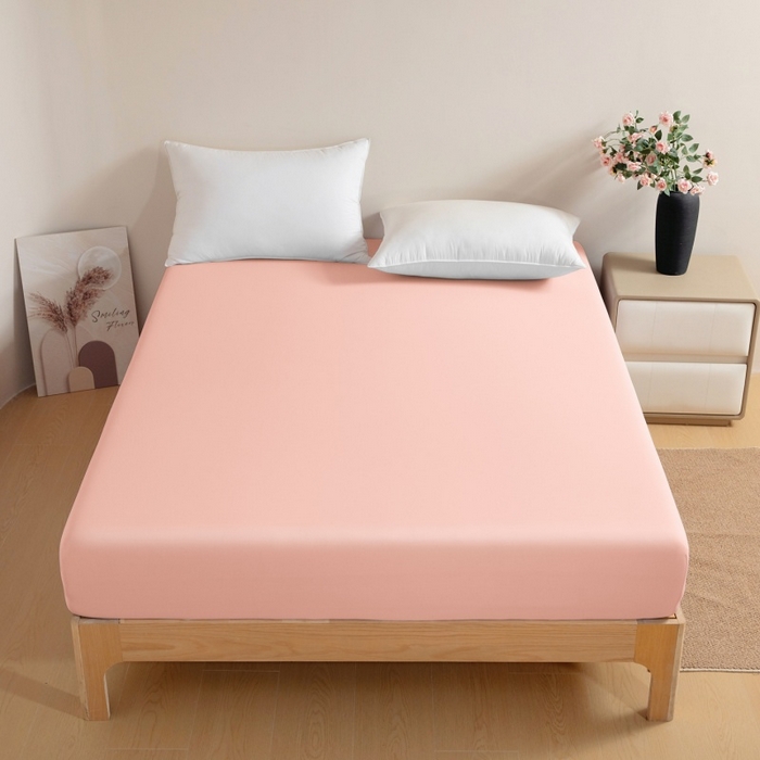 宇淳国际 2026新款锦氨凉感冰丝床笠 桃粉