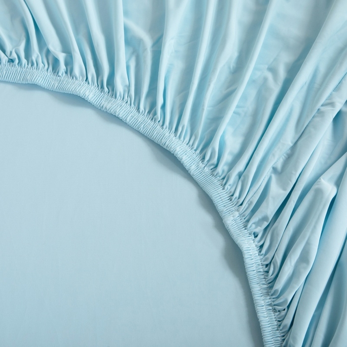 91家纺网 家纺一手货源 找家纺 宇淳国际 2026新款锦氨凉感冰丝床笠 海蓝