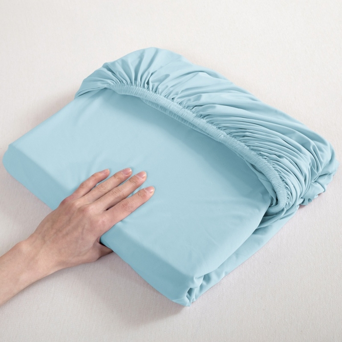 91家纺网 家纺一手货源 找家纺 宇淳国际 2026新款锦氨凉感冰丝床笠 海蓝