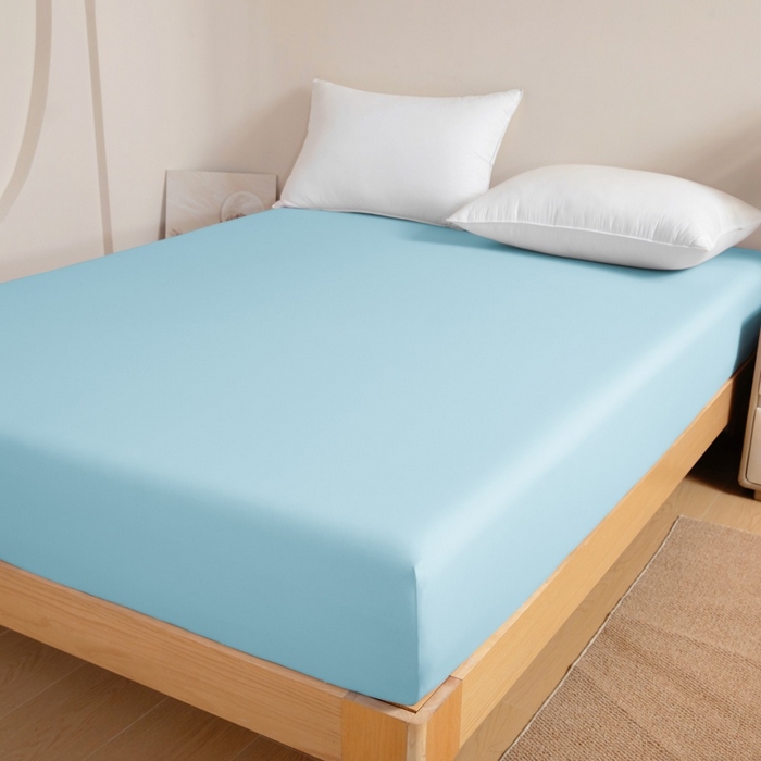 91家纺网 家纺一手货源 找家纺 宇淳国际 2026新款锦氨凉感冰丝床笠 海蓝