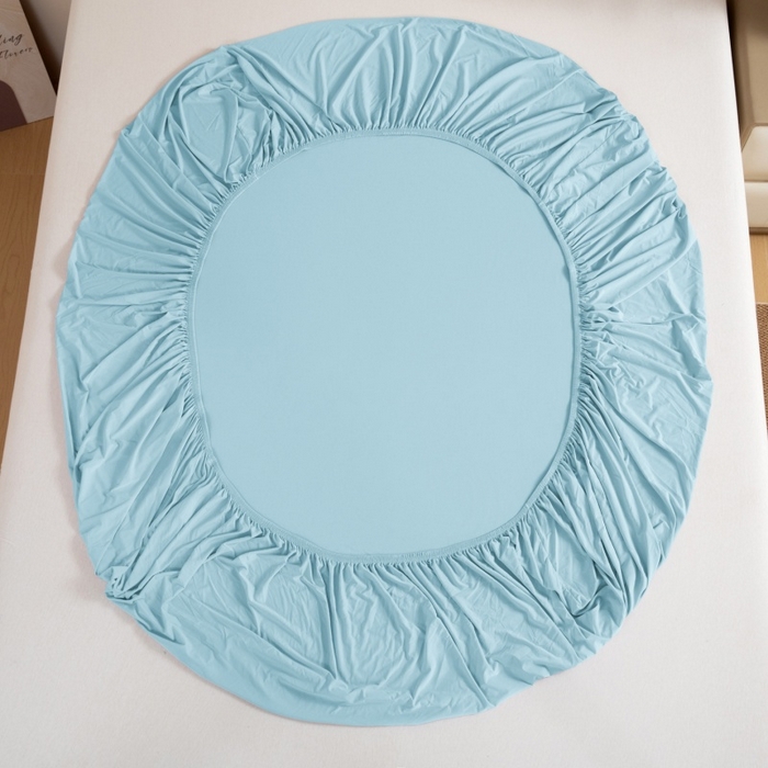 91家纺网 家纺一手货源 找家纺 宇淳国际 2026新款锦氨凉感冰丝床笠 海蓝