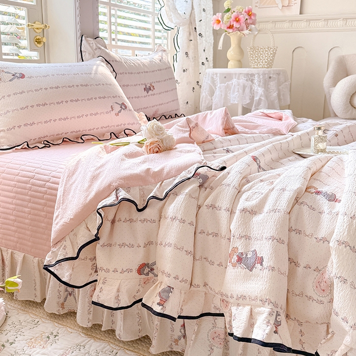 91家纺网 家纺一手货源 找家纺 （总）韩约家纺 2026春夏新款皱皱纱床盖款夏被夏凉被空调被四件套