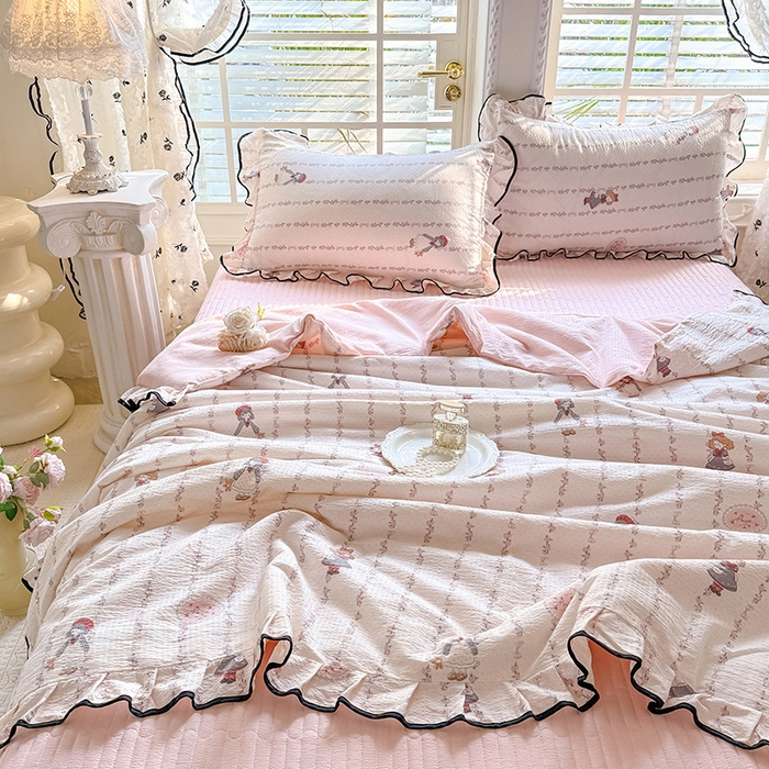 91家纺网 家纺一手货源 找家纺 （总）韩约家纺 2026春夏新款皱皱纱床盖款夏被夏凉被空调被四件套