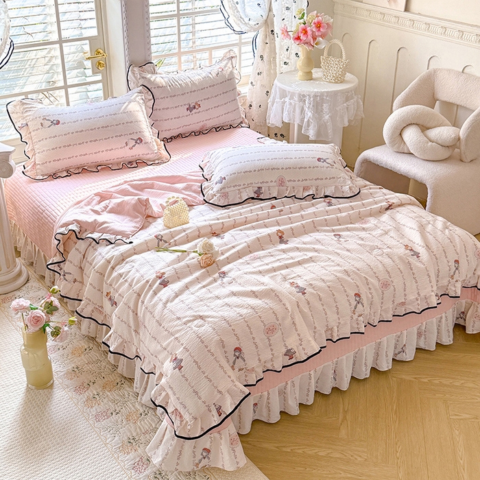 91家纺网 家纺一手货源 找家纺 （总）韩约家纺 2026春夏新款皱皱纱床盖款夏被夏凉被空调被四件套