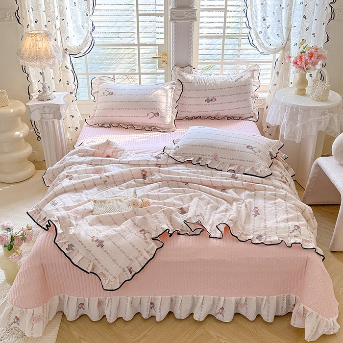 91家纺网 家纺一手货源 找家纺 （总）韩约家纺 2026春夏新款皱皱纱床盖款夏被夏凉被空调被四件套