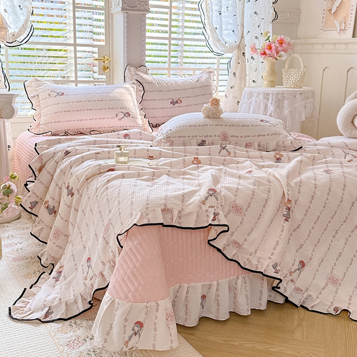 91家纺网 家纺一手货源 找家纺 （总）韩约家纺 2026春夏新款皱皱纱床盖款夏被夏凉被空调被四件套