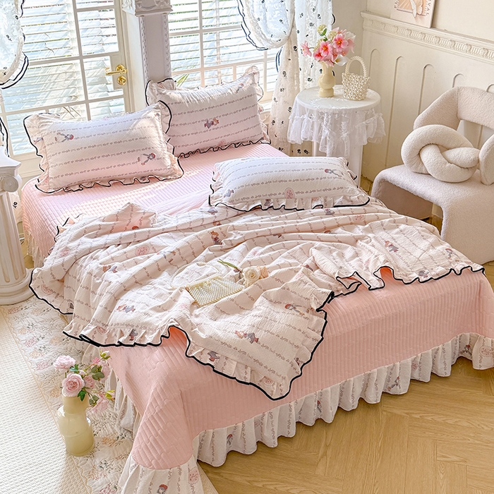 91家纺网 家纺一手货源 找家纺 （总）韩约家纺 2026春夏新款皱皱纱床盖款夏被夏凉被空调被四件套