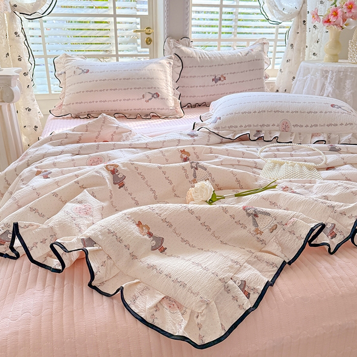 91家纺网 家纺一手货源 找家纺 （总）韩约家纺 2026春夏新款皱皱纱床盖款夏被夏凉被空调被四件套