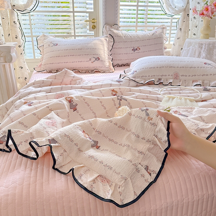 91家纺网 家纺一手货源 找家纺 （总）韩约家纺 2026春夏新款皱皱纱床盖款夏被夏凉被空调被四件套