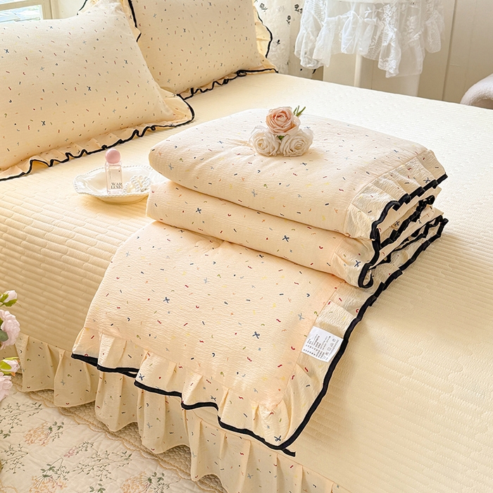 91家纺网 家纺一手货源 找家纺 （总）韩约家纺 2026春夏新款皱皱纱床盖款夏被夏凉被空调被四件套