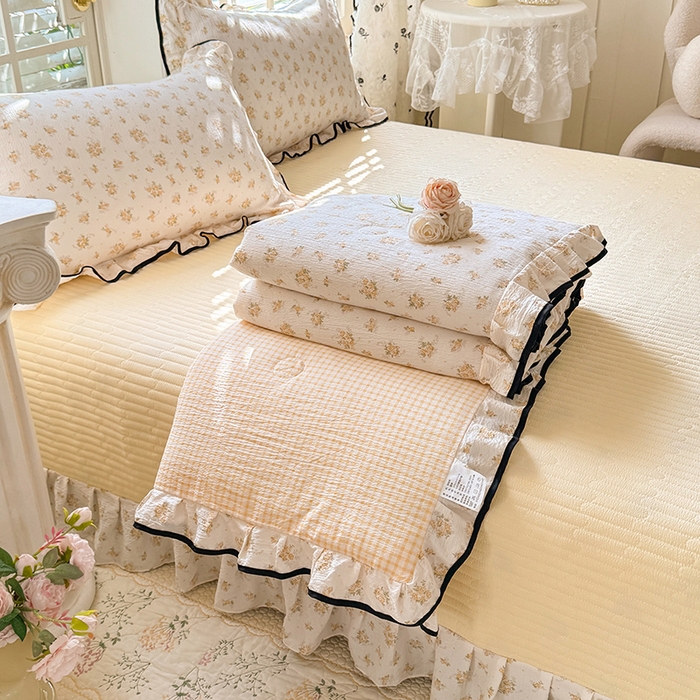 91家纺网 家纺一手货源 找家纺 （总）韩约家纺 2026春夏新款皱皱纱床盖款夏被夏凉被空调被四件套