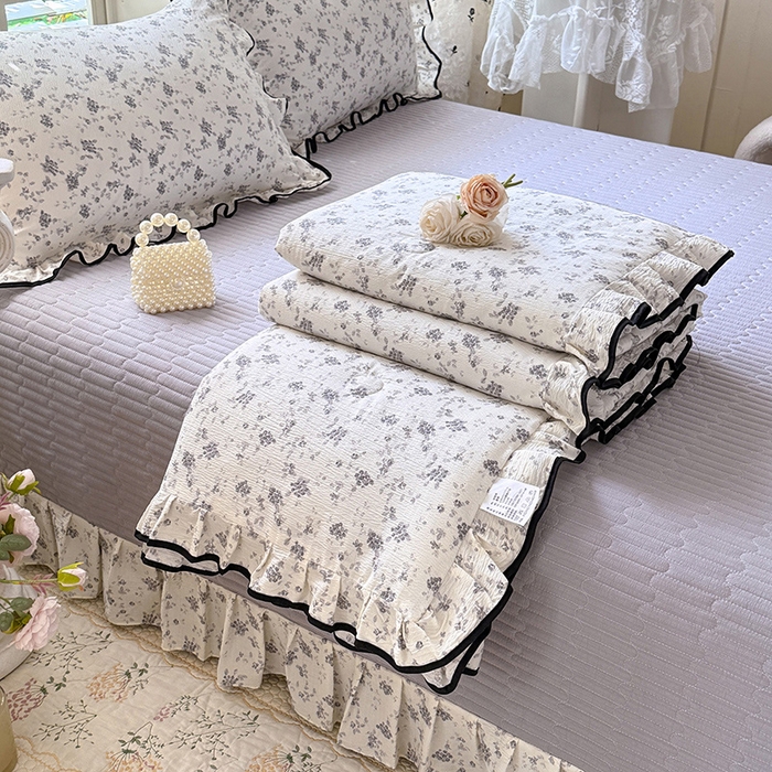 91家纺网 家纺一手货源 找家纺 （总）韩约家纺 2026春夏新款皱皱纱床盖款夏被夏凉被空调被四件套