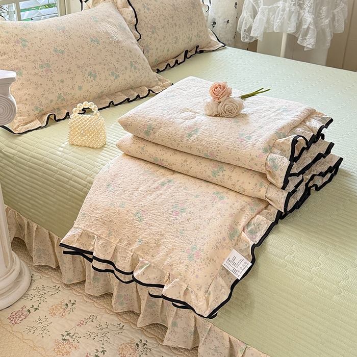 91家纺网 家纺一手货源 找家纺 （总）韩约家纺 2026春夏新款皱皱纱床盖款夏被夏凉被空调被四件套