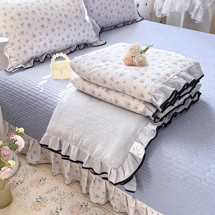 91家纺网 家纺一手货源 找家纺 （总）韩约家纺 2026春夏新款皱皱纱床盖款夏被夏凉被空调被四件套