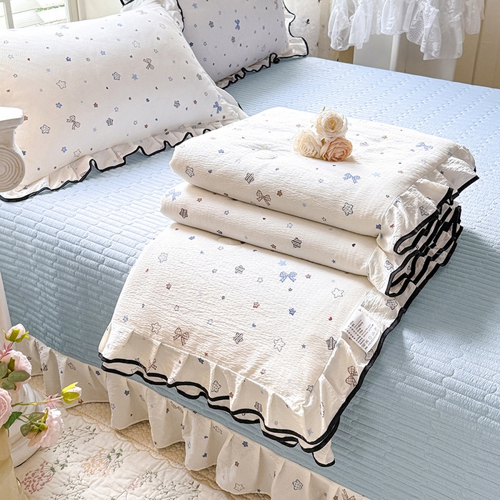 91家纺网 家纺一手货源 找家纺 （总）韩约家纺 2026春夏新款皱皱纱床盖款夏被夏凉被空调被四件套