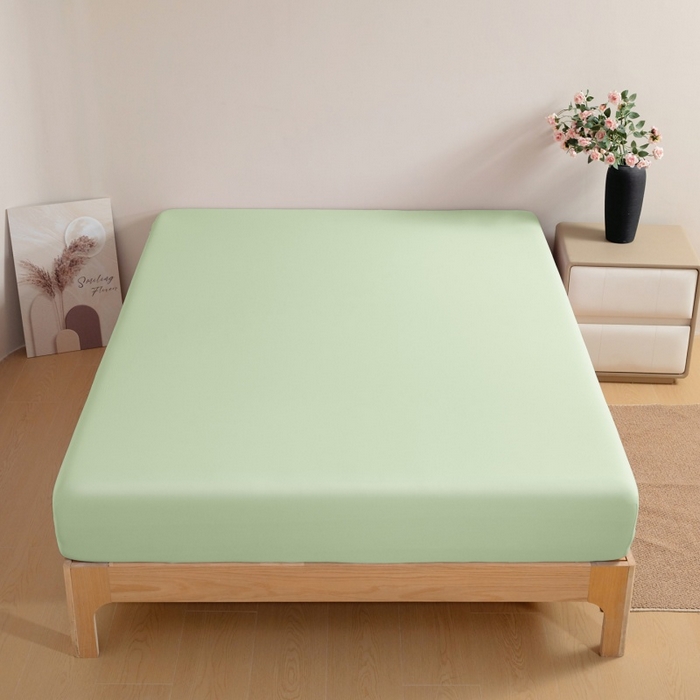 91家纺网 家纺一手货源 找家纺 宇淳国际 2026新款锦氨凉感冰丝床笠 森林绿