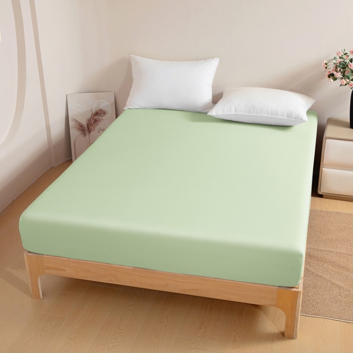 91家纺网 家纺一手货源 找家纺 宇淳国际 2026新款锦氨凉感冰丝床笠 森林绿