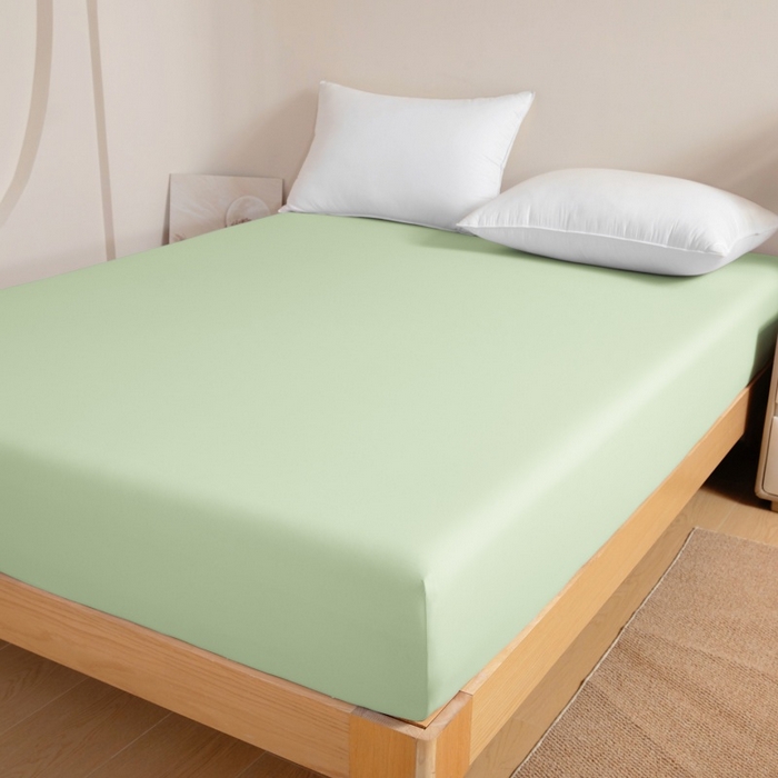 91家纺网 家纺一手货源 找家纺 宇淳国际 2026新款锦氨凉感冰丝床笠 森林绿