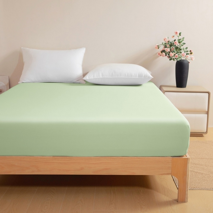 91家纺网 家纺一手货源 找家纺 宇淳国际 2026新款锦氨凉感冰丝床笠 森林绿