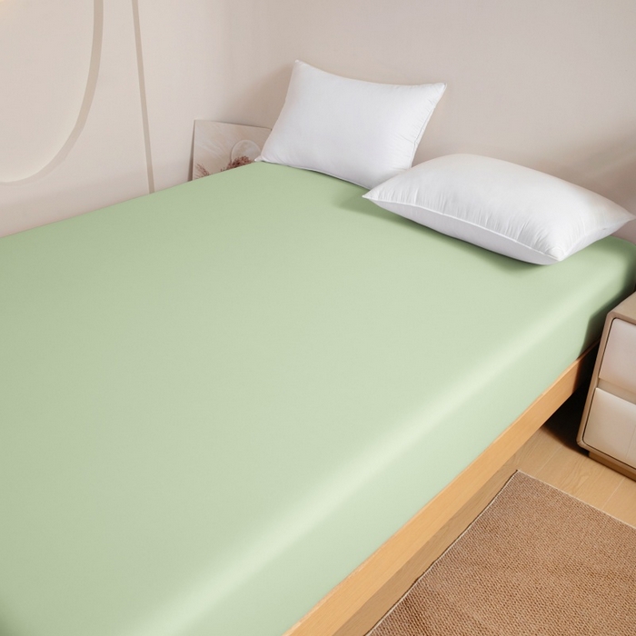 91家纺网 家纺一手货源 找家纺 宇淳国际 2026新款锦氨凉感冰丝床笠 森林绿