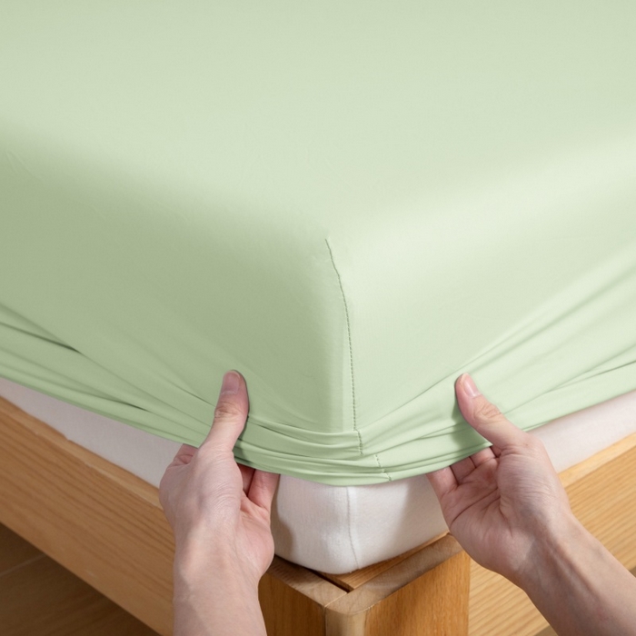 91家纺网 家纺一手货源 找家纺 宇淳国际 2026新款锦氨凉感冰丝床笠 森林绿