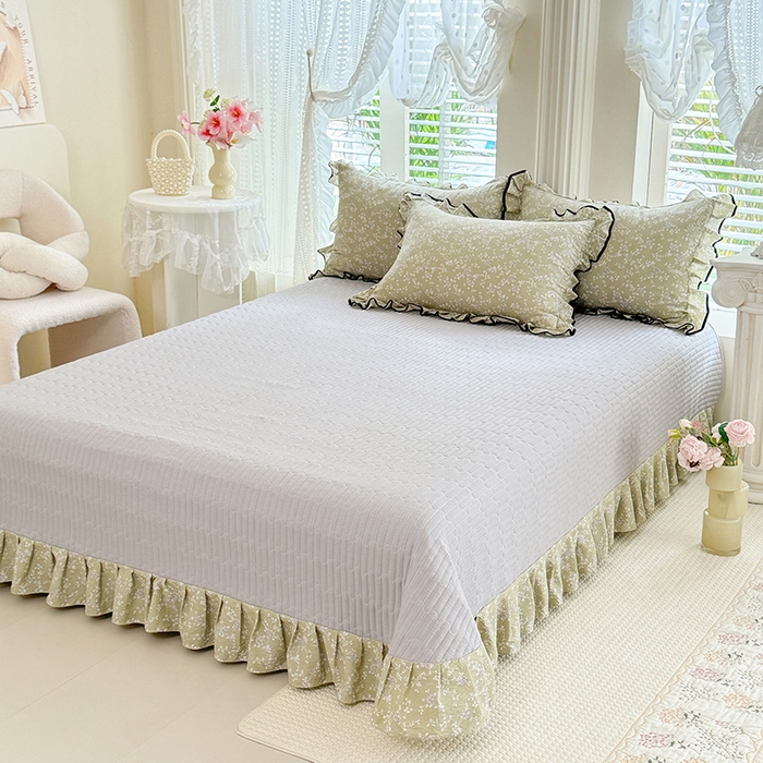 91家纺网 家纺一手货源 找家纺 韩约家纺 2026春夏新款皱皱纱床盖款夏被夏凉被空调被四件套 花海