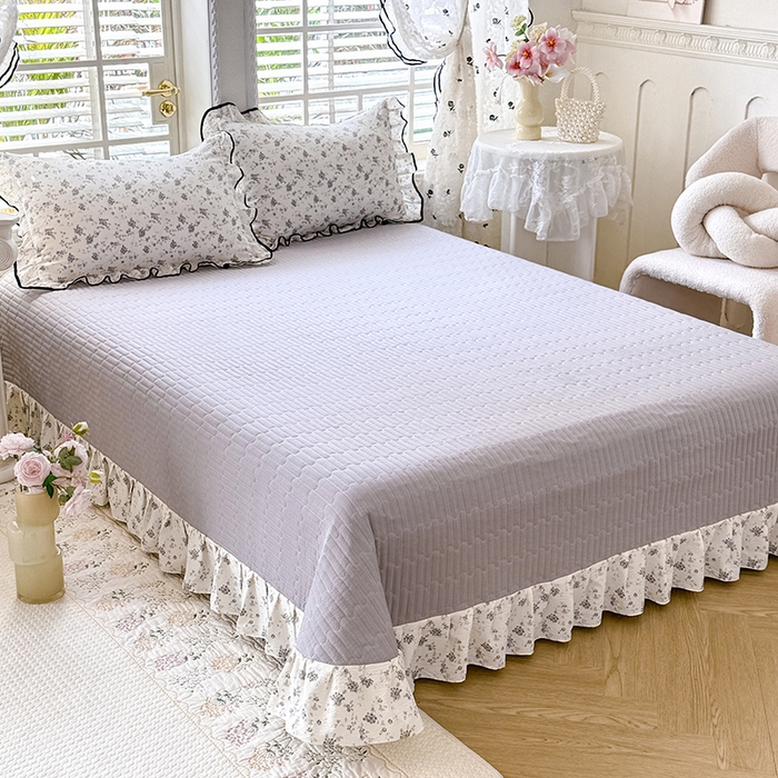 91家纺网 家纺一手货源 找家纺 韩约家纺 2026春夏新款皱皱纱床盖款夏被夏凉被空调被四件套 花语