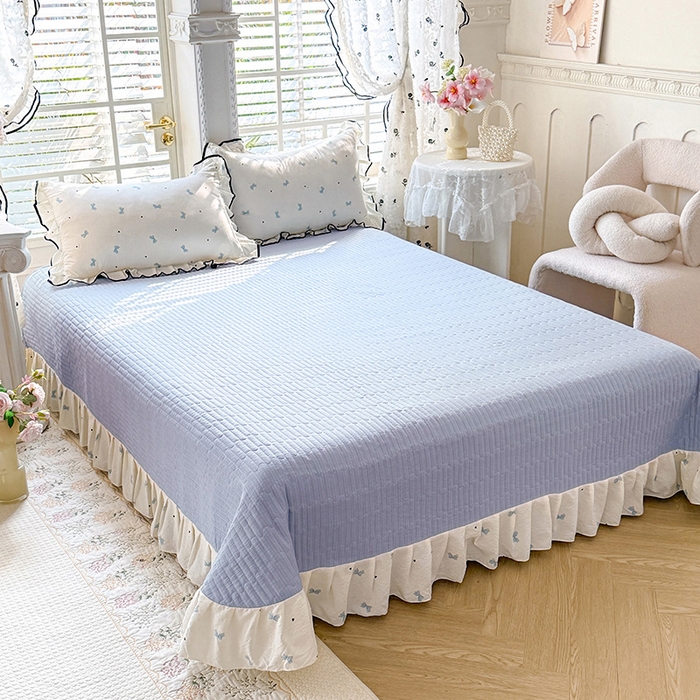 91家纺网 家纺一手货源 找家纺 韩约家纺 2026春夏新款皱皱纱床盖款夏被夏凉被空调被四件套 兰蝶香