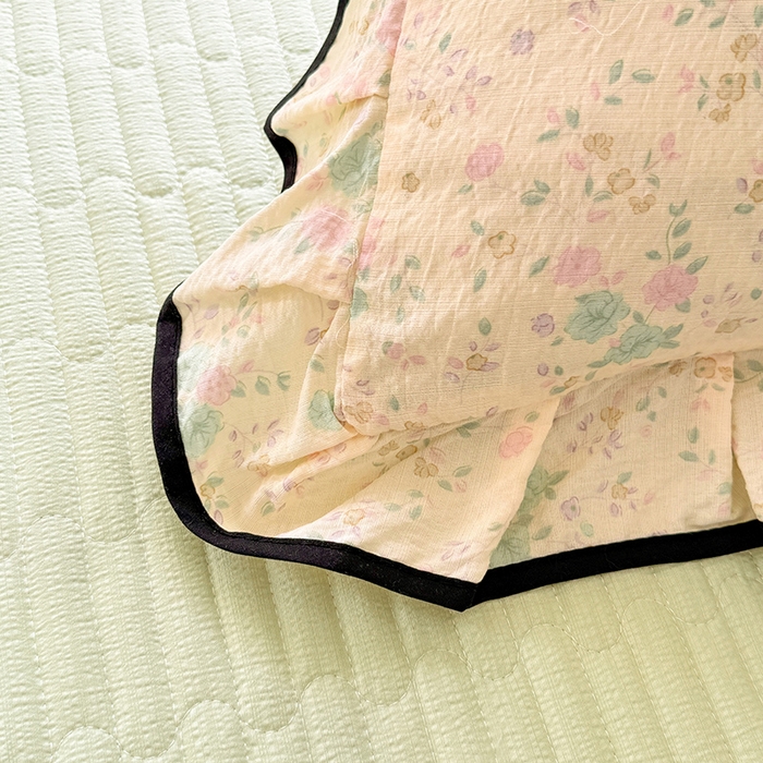 91家纺网 家纺一手货源 找家纺 韩约家纺 2026春夏新款皱皱纱床盖款夏被夏凉被空调被四件套 蔷薇花开