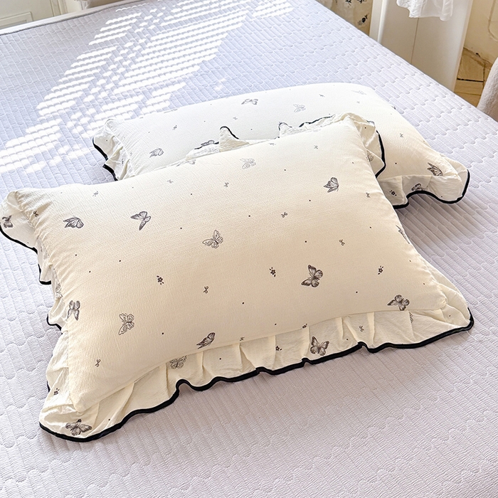 91家纺网 家纺一手货源 找家纺 韩约家纺 2026春夏新款皱皱纱床盖款夏被夏凉被空调被四件套 梦蝶