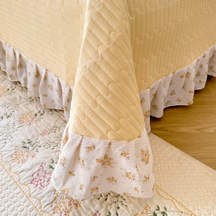 91家纺网 家纺一手货源 找家纺 韩约家纺 2026春夏新款皱皱纱床盖款夏被夏凉被空调被四件套 佳期如梦